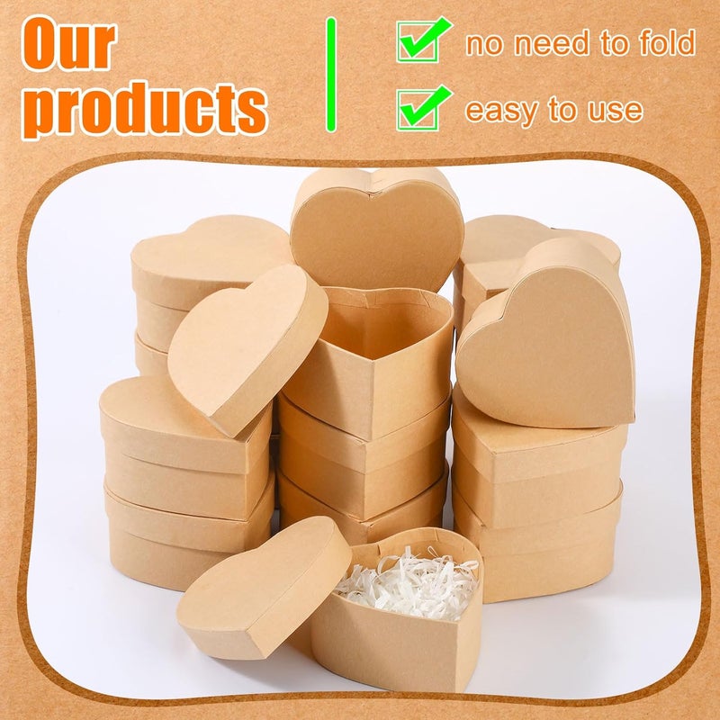 Geyee 24 Pcs Heart Shaped Paper Mache Box, Gift Box with Lid 3. 9 Inch Nesting DIY Cardboard for Decoupaging Painting Storing Jewelry Treasure - Image 4